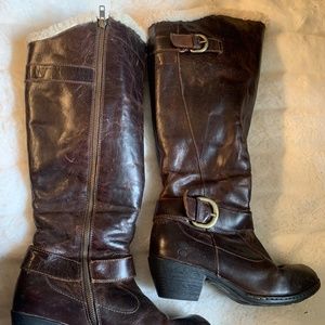 BORN BOOTS BLACK LEATHER SHERPA LINED SIZE 8.5